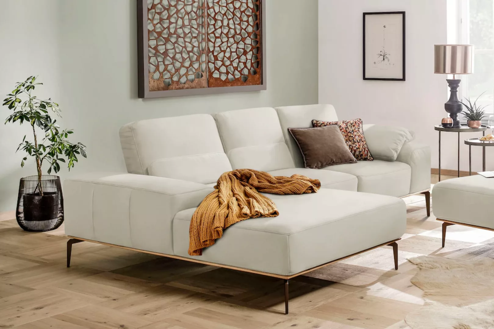 W.SCHILLIG Ecksofa "run", mit Holzsockel, Füße in Bronze pulverbeschichtet, günstig online kaufen