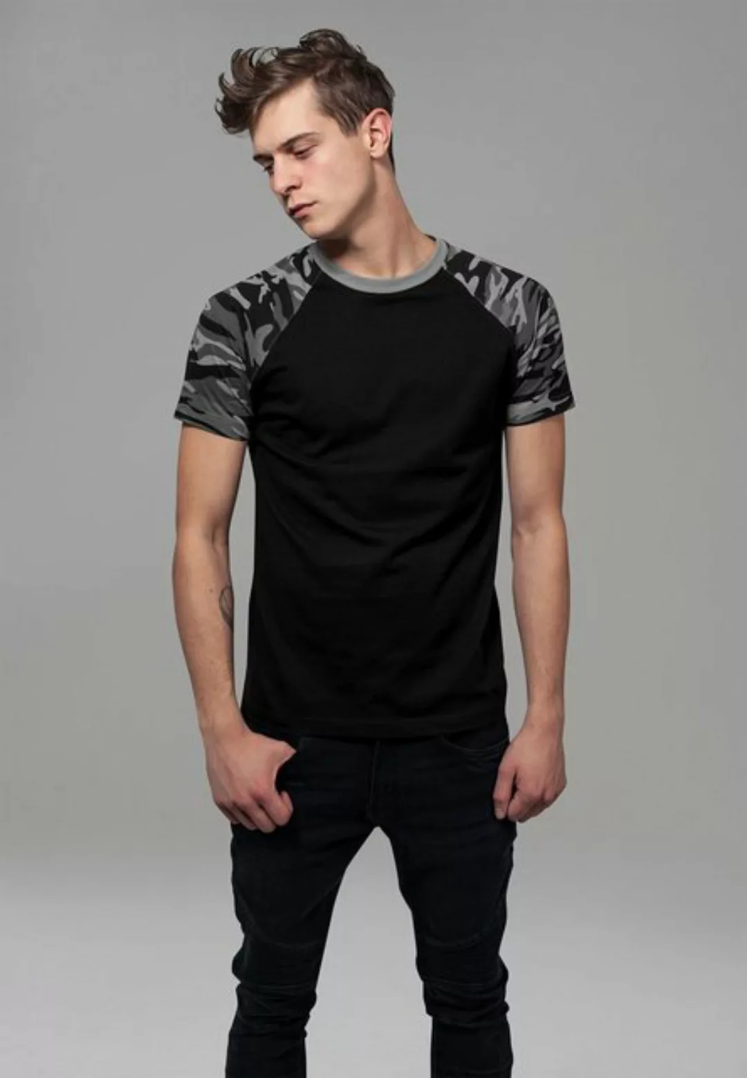 URBAN CLASSICS T-Shirt TB639 - Raglan Contrast Tee blk/darkcamo XL günstig online kaufen