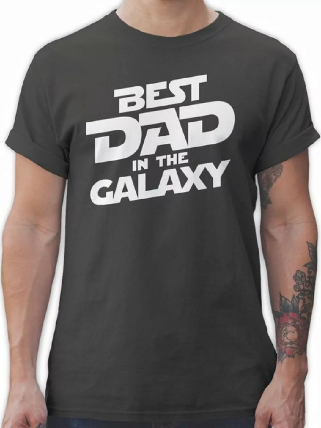 Shirtracer T-Shirt Best dad in the galaxy weiß Vatertag Geschenk für Papa günstig online kaufen