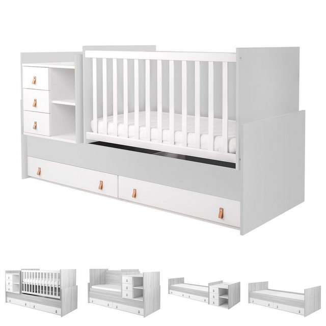 Kikkaboo Komplettbett Babybett Lorena 4 in 1 Kommode, Schaukelfunktion Schr günstig online kaufen