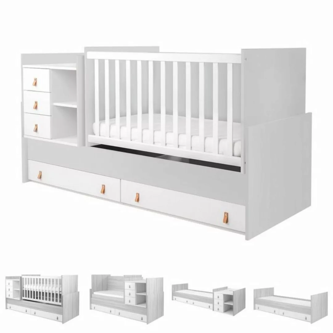 Kikkaboo Komplettbett Babybett Lorena 4 in 1 Kommode, Schaukelfunktion Schr günstig online kaufen