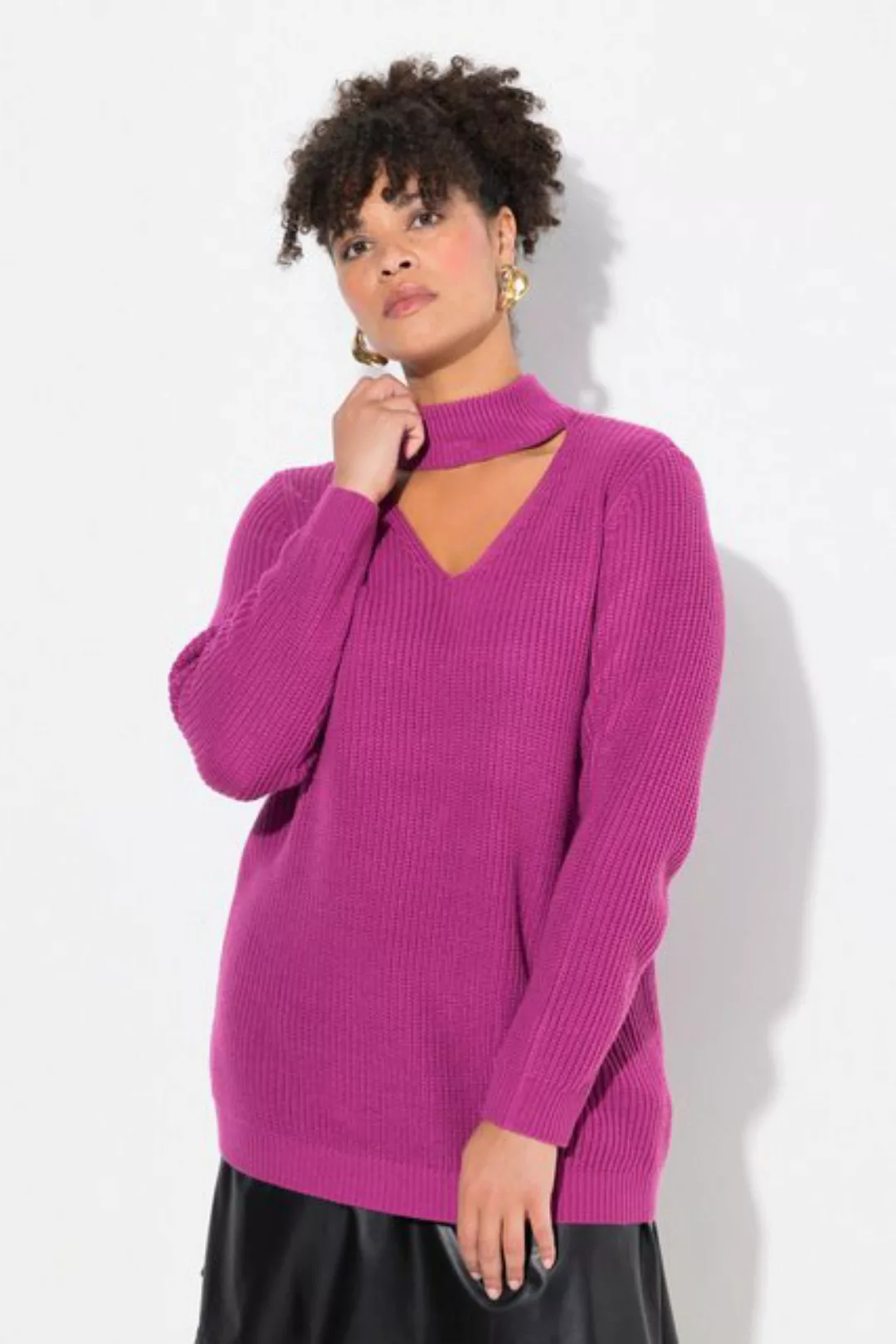 MIAMODA Strickpullover Pullover Regular Fit V-Ausschnitt mit Choker günstig online kaufen