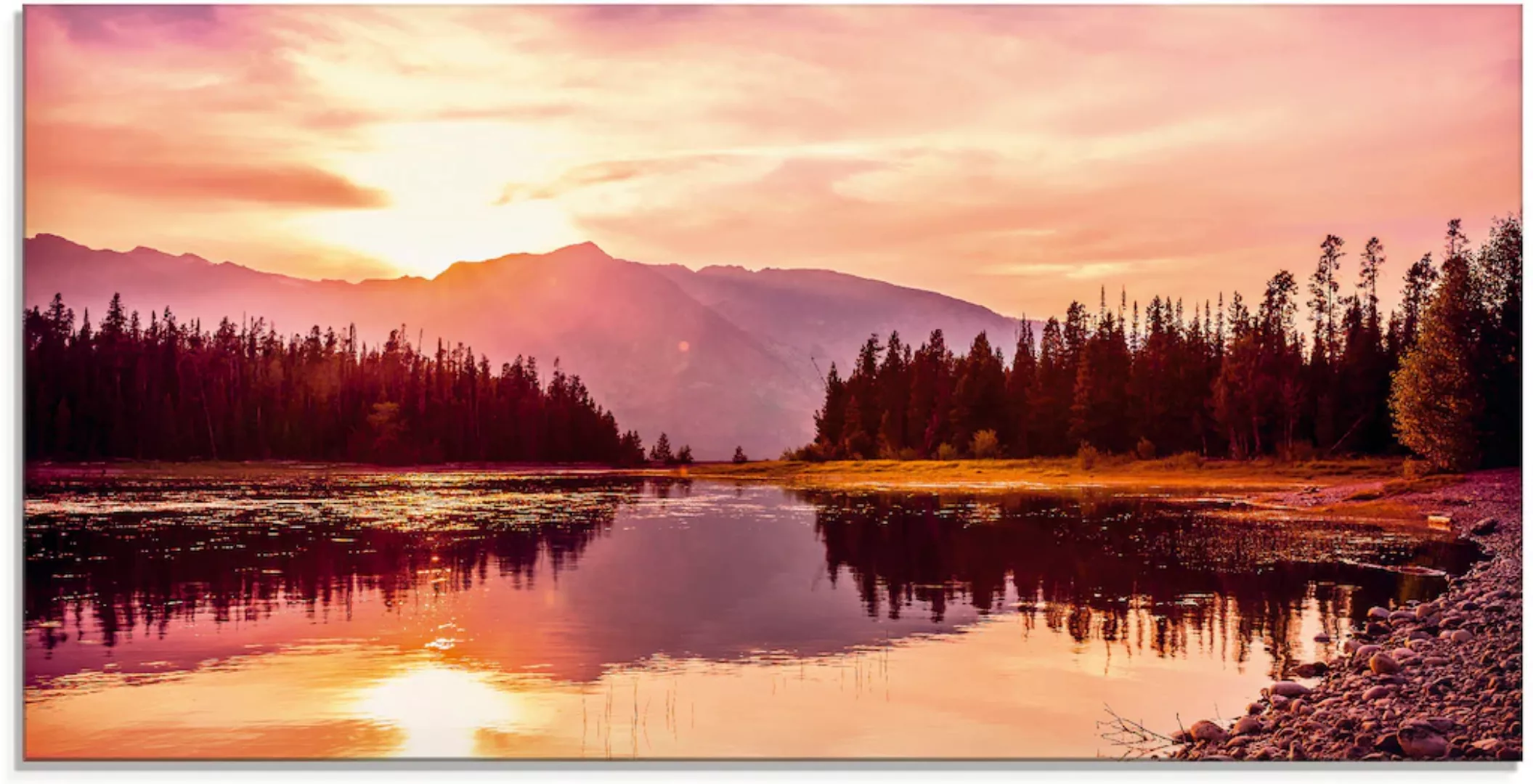 Artland Glasbild »Grand Teton Gebirge bei Sonnenuntergang«, Sonnenaufgang & günstig online kaufen