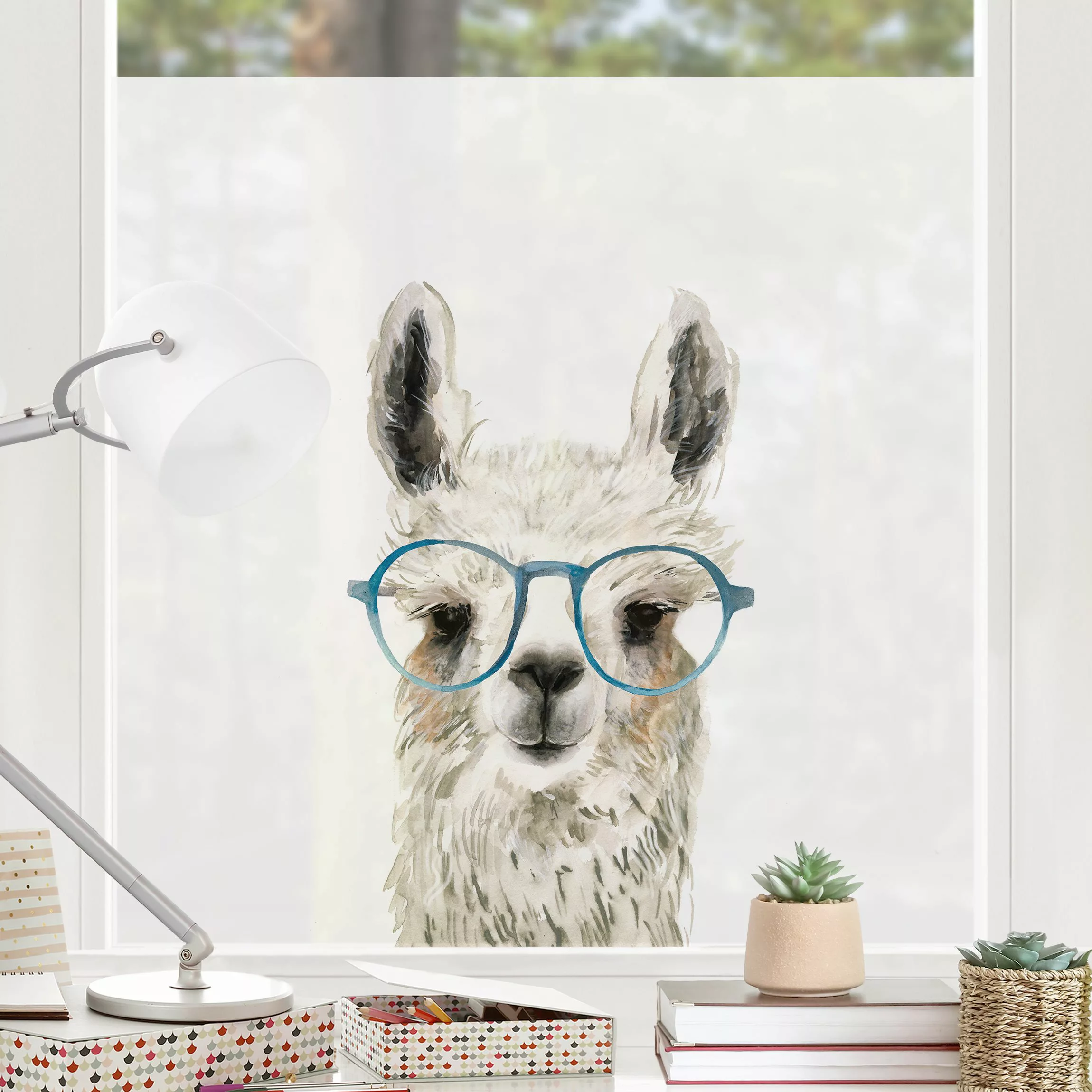 Fensterfolie Hippes Lama mit Brille III günstig online kaufen