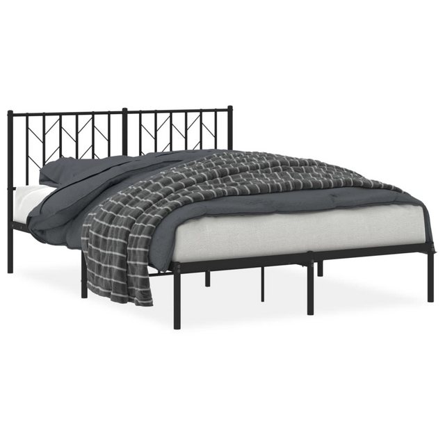 furnicato Bettgestell mit Kopfteil Metall Schwarz 135x190 cm (1-tlg) günstig online kaufen