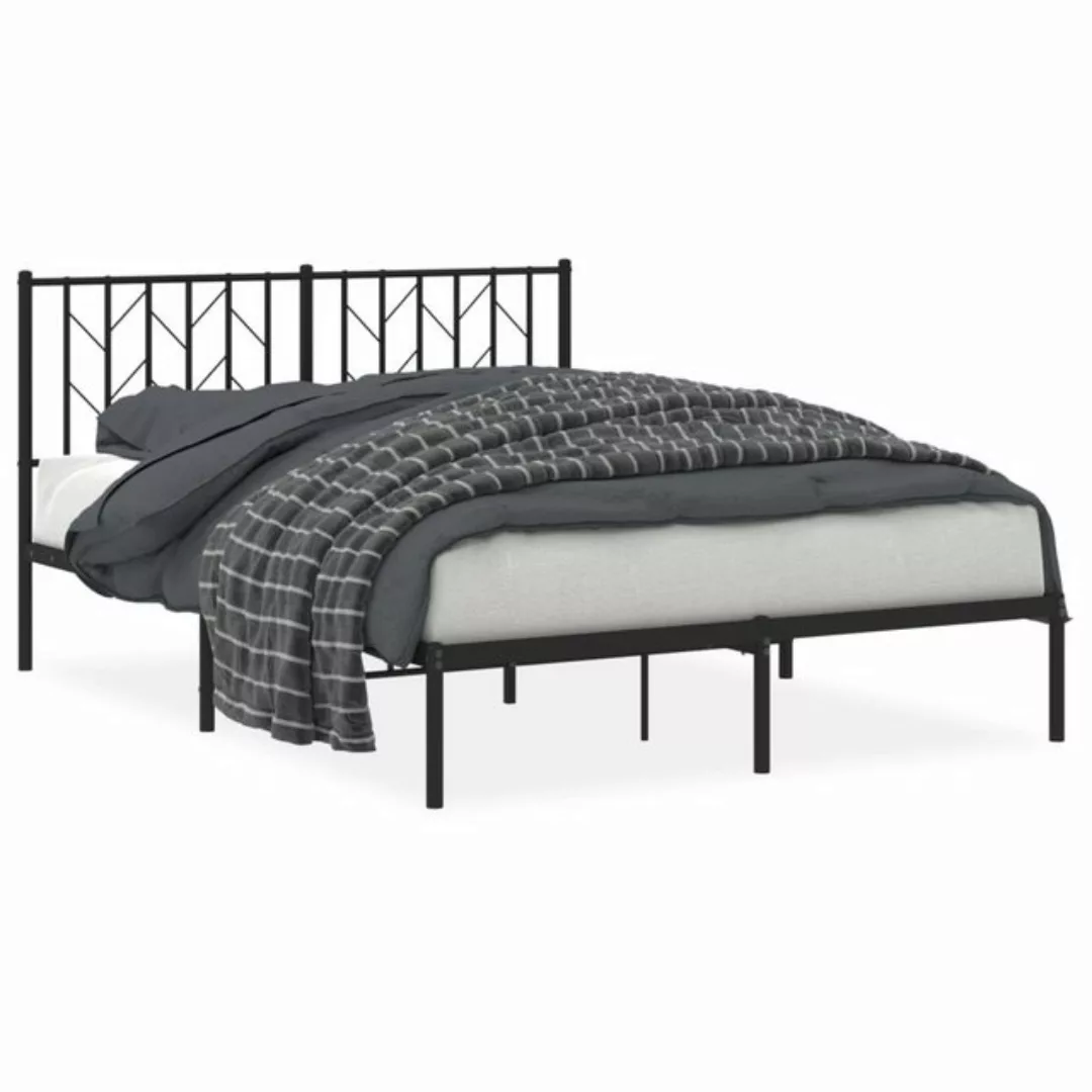 furnicato Bettgestell mit Kopfteil Metall Schwarz 135x190 cm (1-tlg) günstig online kaufen