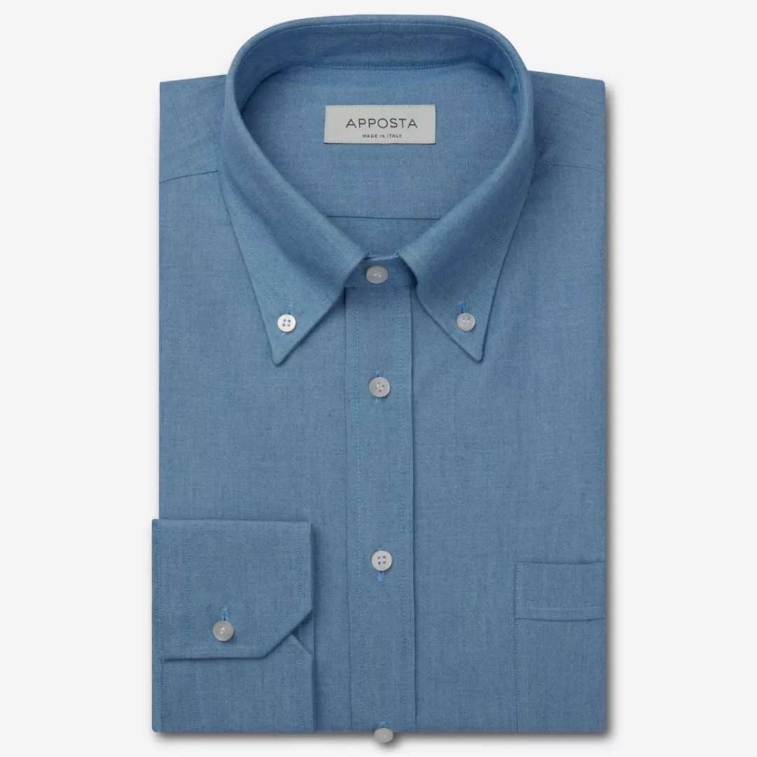 Hemd  einfarbig  hellblau baumwolle denim, kragenform  button-down-kragen günstig online kaufen