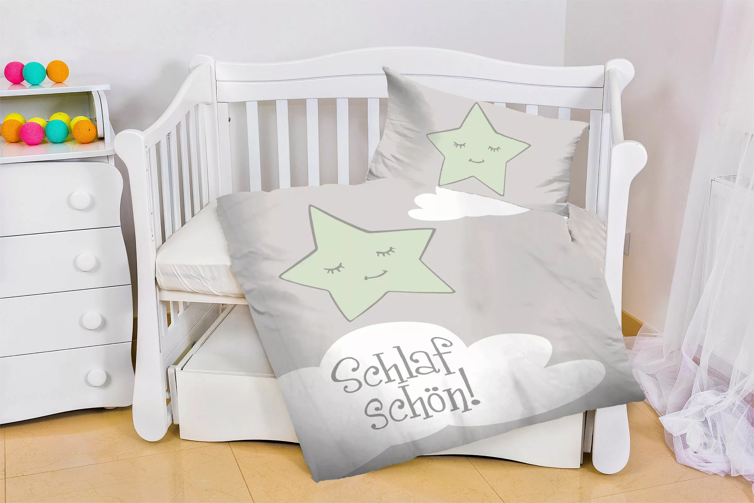 Kinderbettwäsche Babybettwäsche Baumwolle 100x135 Sterne günstig online kaufen