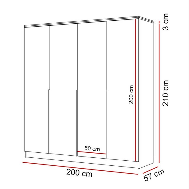 Lookway Kleiderschrank AURORA 4D in Weiß hochglanz günstig online kaufen