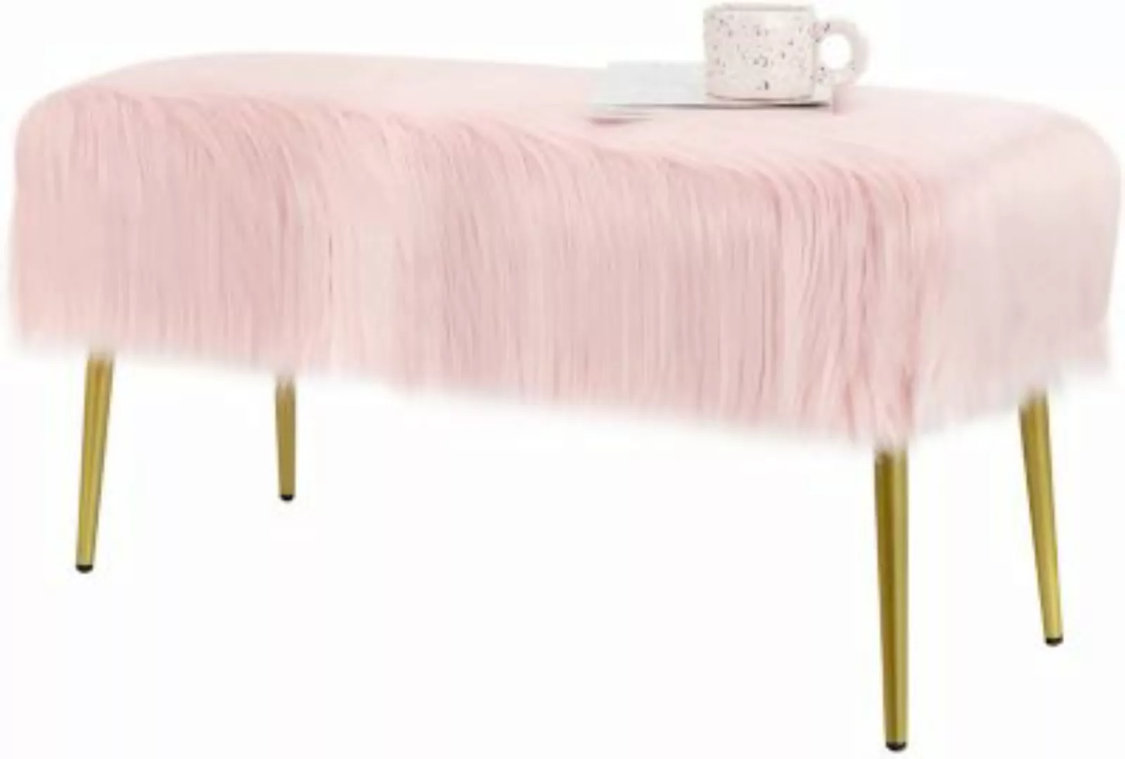 COSTWAY® Schminkhocker Kunstfell Sitzhocker 91 x 35,5cm rosa günstig online kaufen