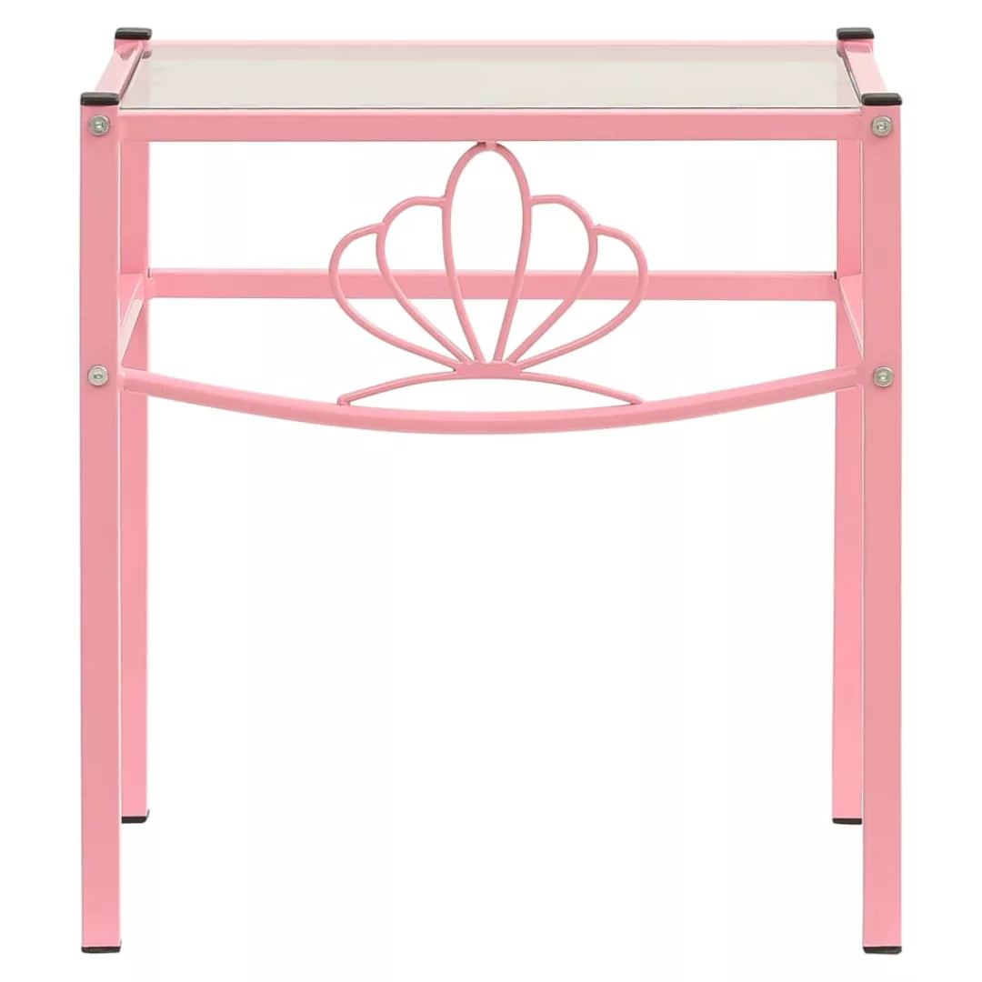 Nachttisch Rosa Transparent 42,5x33x44,5 Cm Metall Und Glas günstig online kaufen