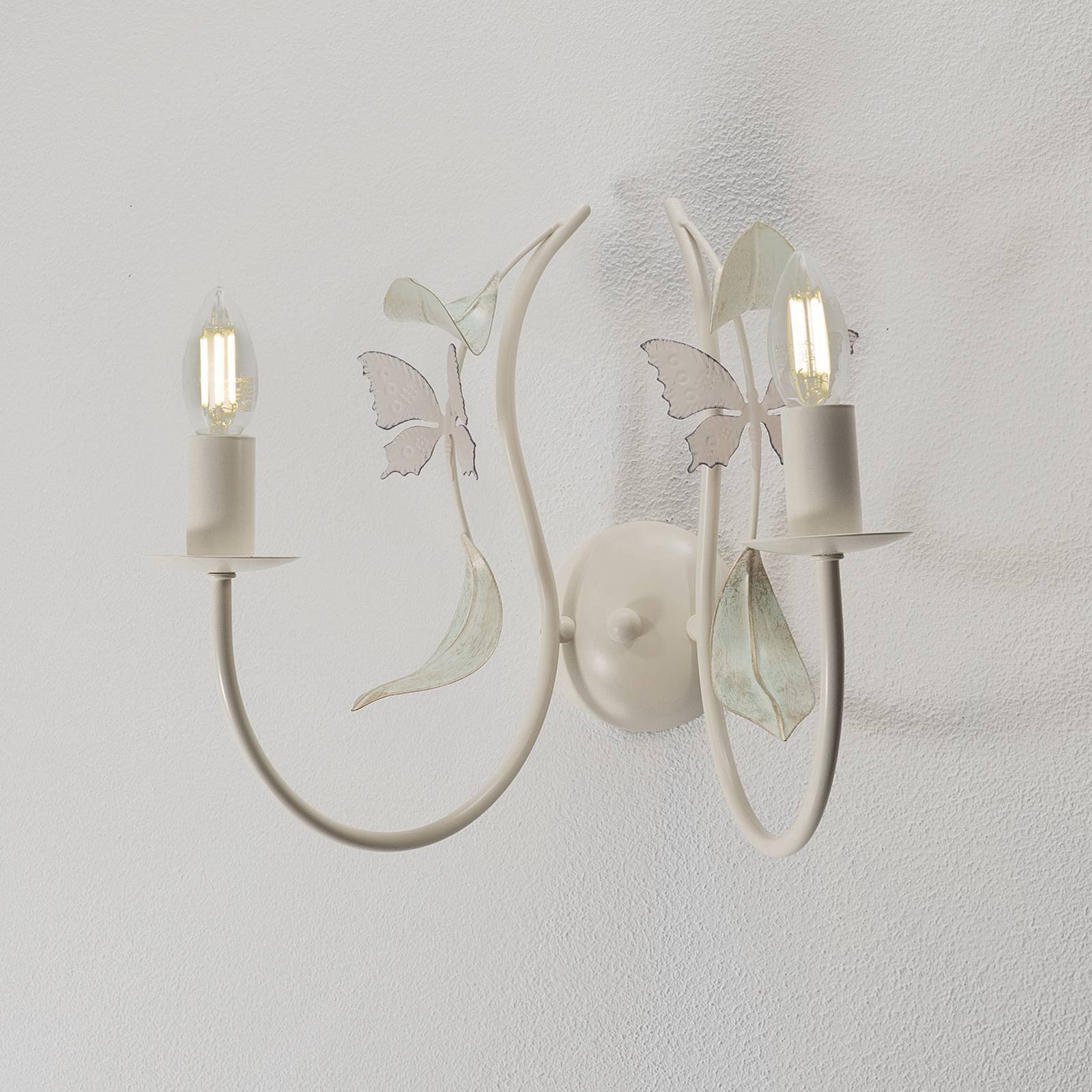 Wandlampe Summer, weiß/grün/rosa, Breite 25 cm, Stahl, 2-flg günstig online kaufen