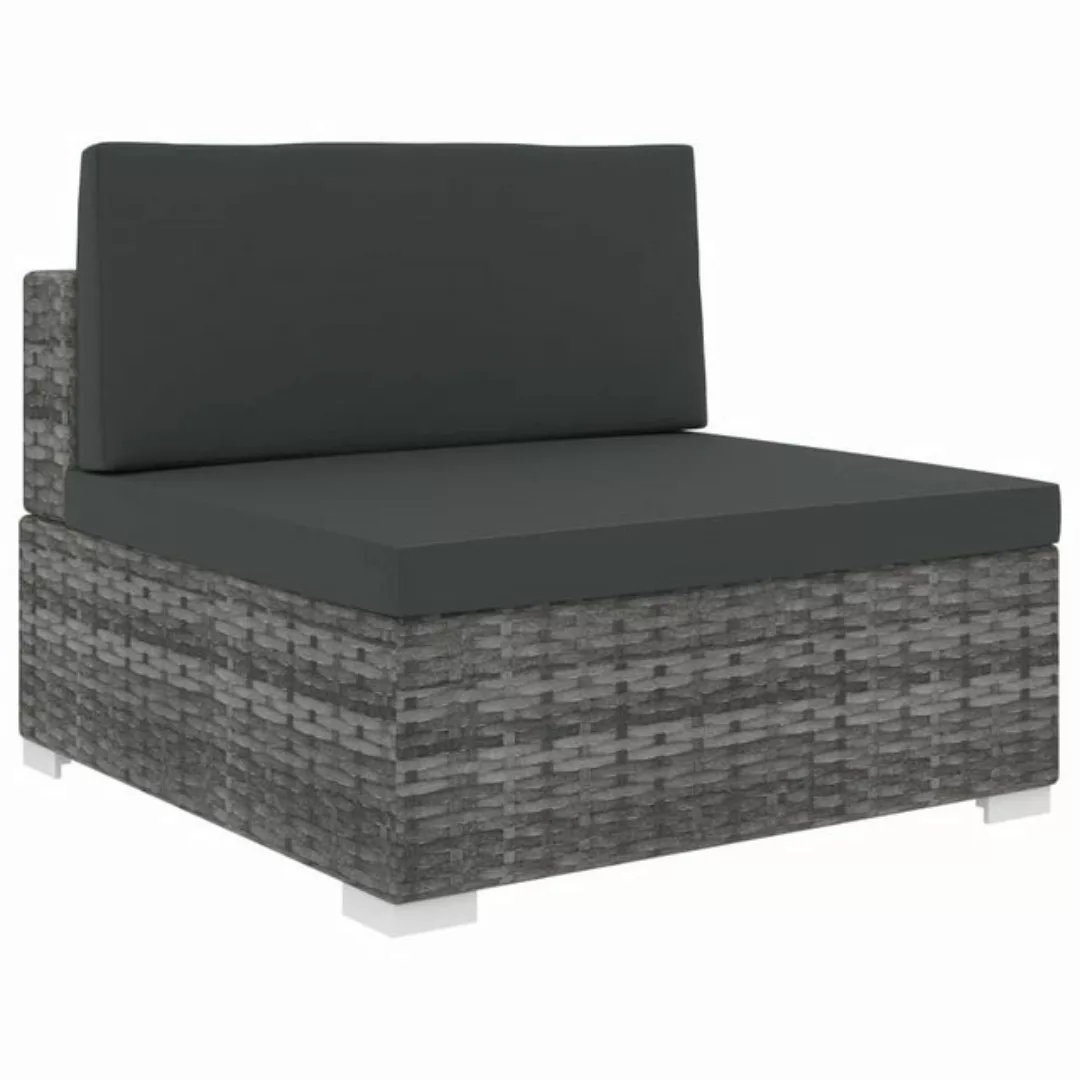 Modular-sofa-mittelteil 1 Stk. + Auflagen Poly Rattan Grau günstig online kaufen