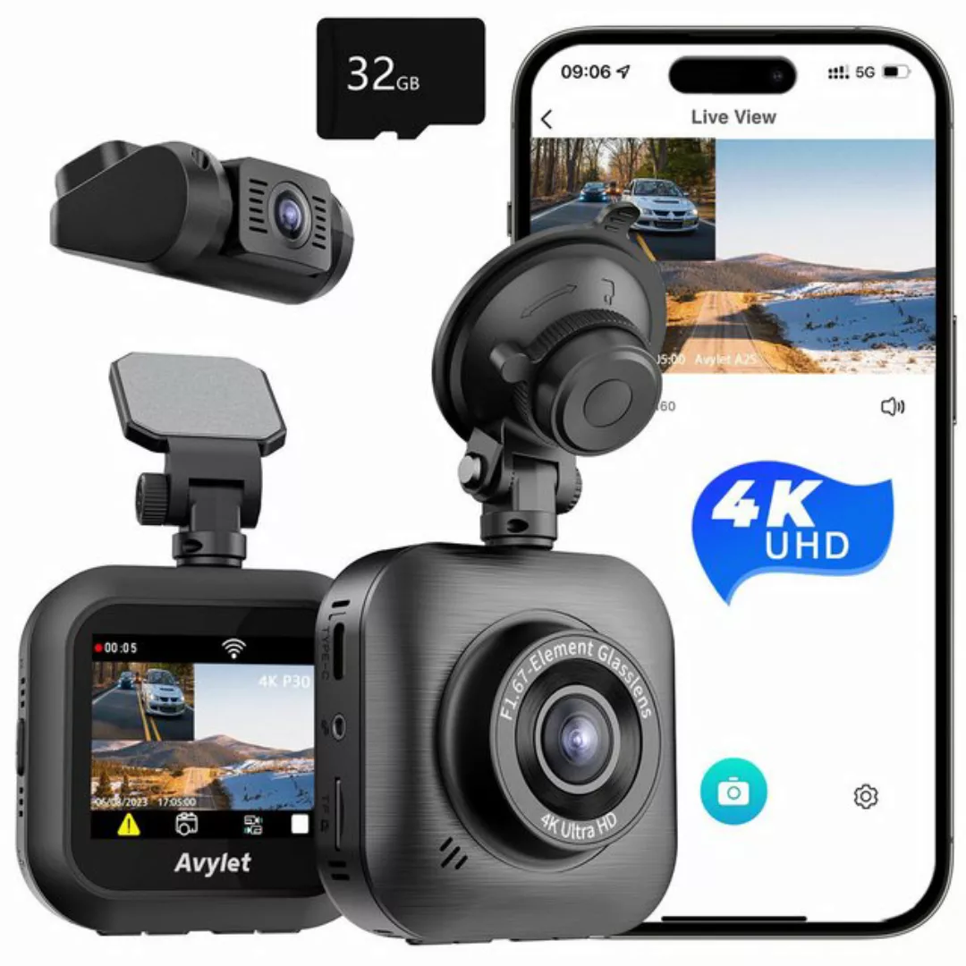 Avylet Neue Dual Dashcam 4K+1080P Dash Cam vorne und Hinten HD Autokamera D günstig online kaufen