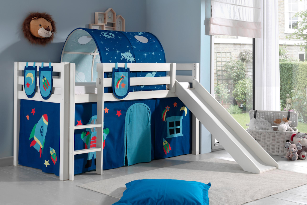Vipack Hochbett "Pino, Spielbett massiv Kiefer, stabil gebaut, 3 Korpusfarb günstig online kaufen
