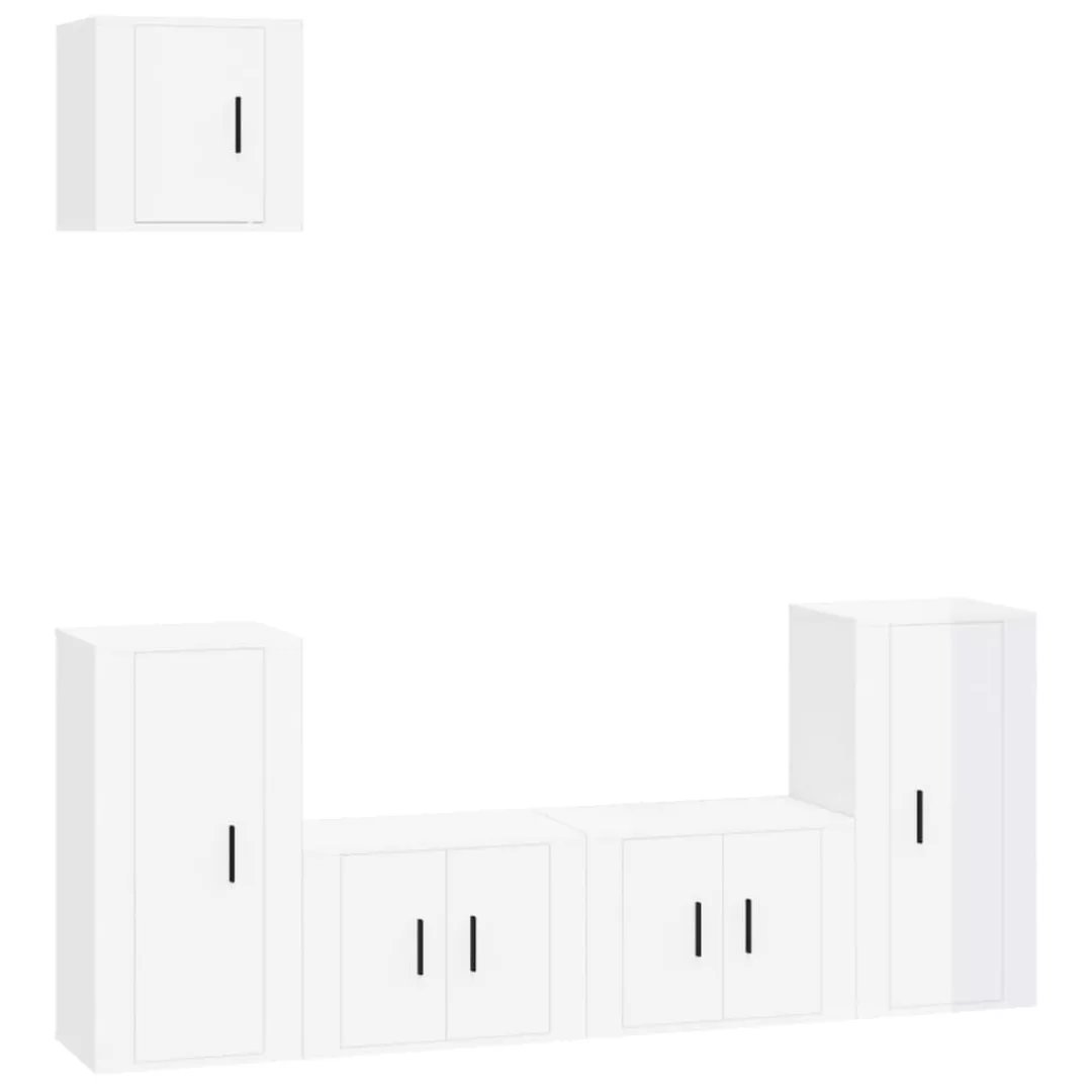 Vidaxl 5-tlg. Tv-schrank-set Hochglanz-weiß Holzwerkstoff günstig online kaufen