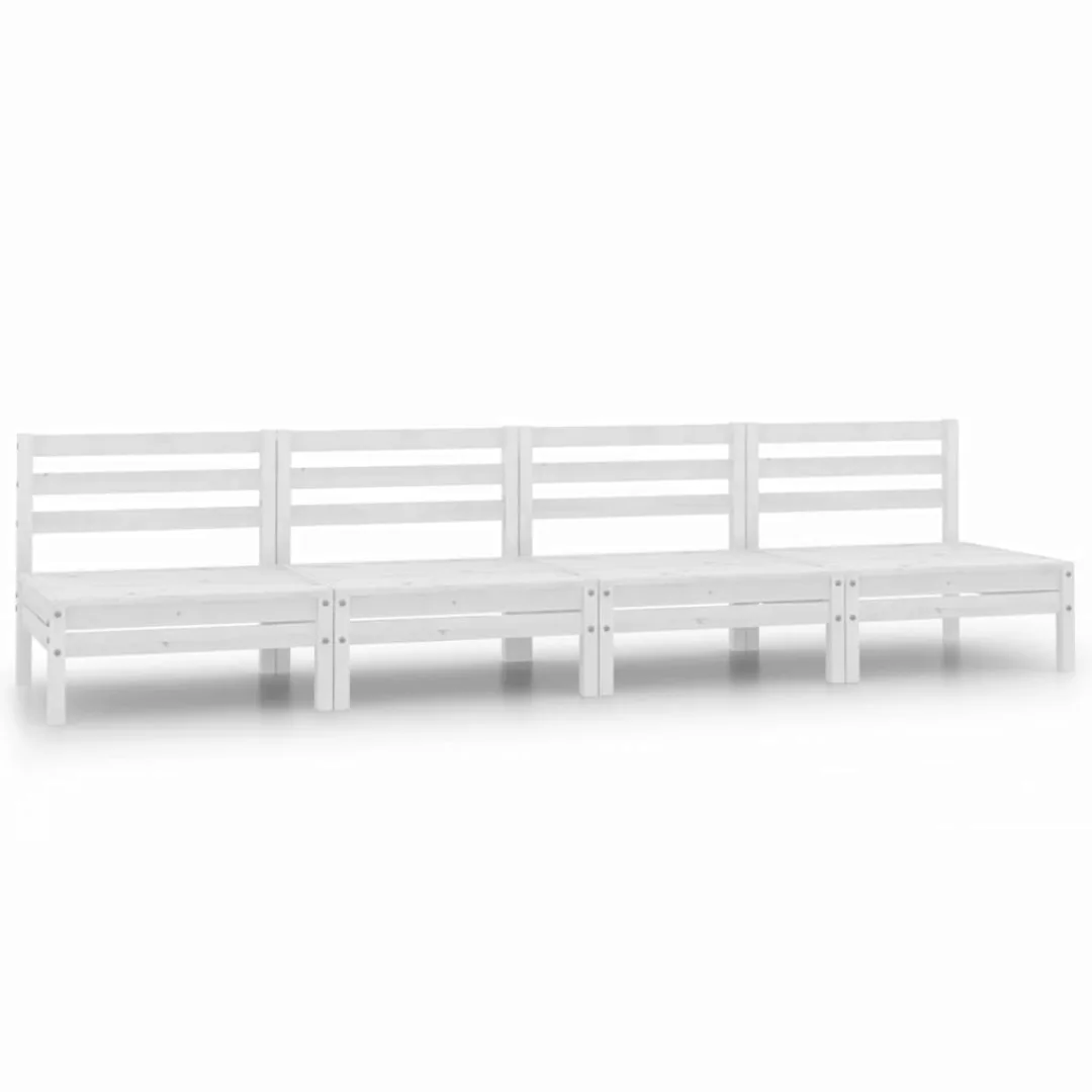 4-tlg. Garten-lounge-set Weiß Kiefer Massivholz günstig online kaufen