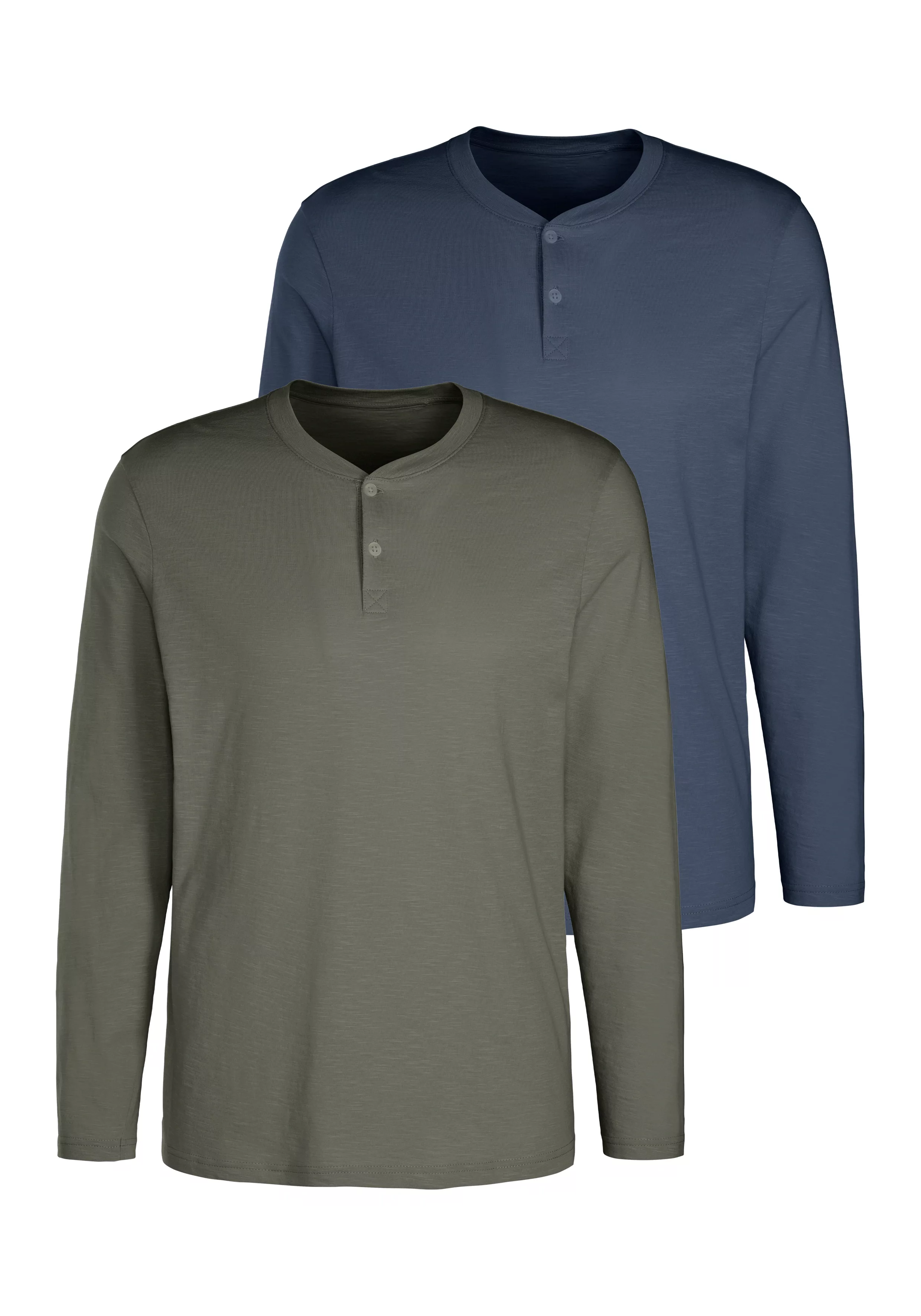 H.I.S Langarmshirt (Packung, 2-tlg) Shirt mit Knopfleiste aus aus strukturi günstig online kaufen