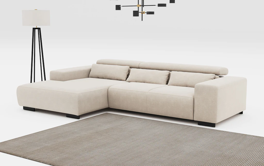 COTTA Ecksofa "Side L-Form, mit Kopfteilverstellung und Zierkissen", option günstig online kaufen