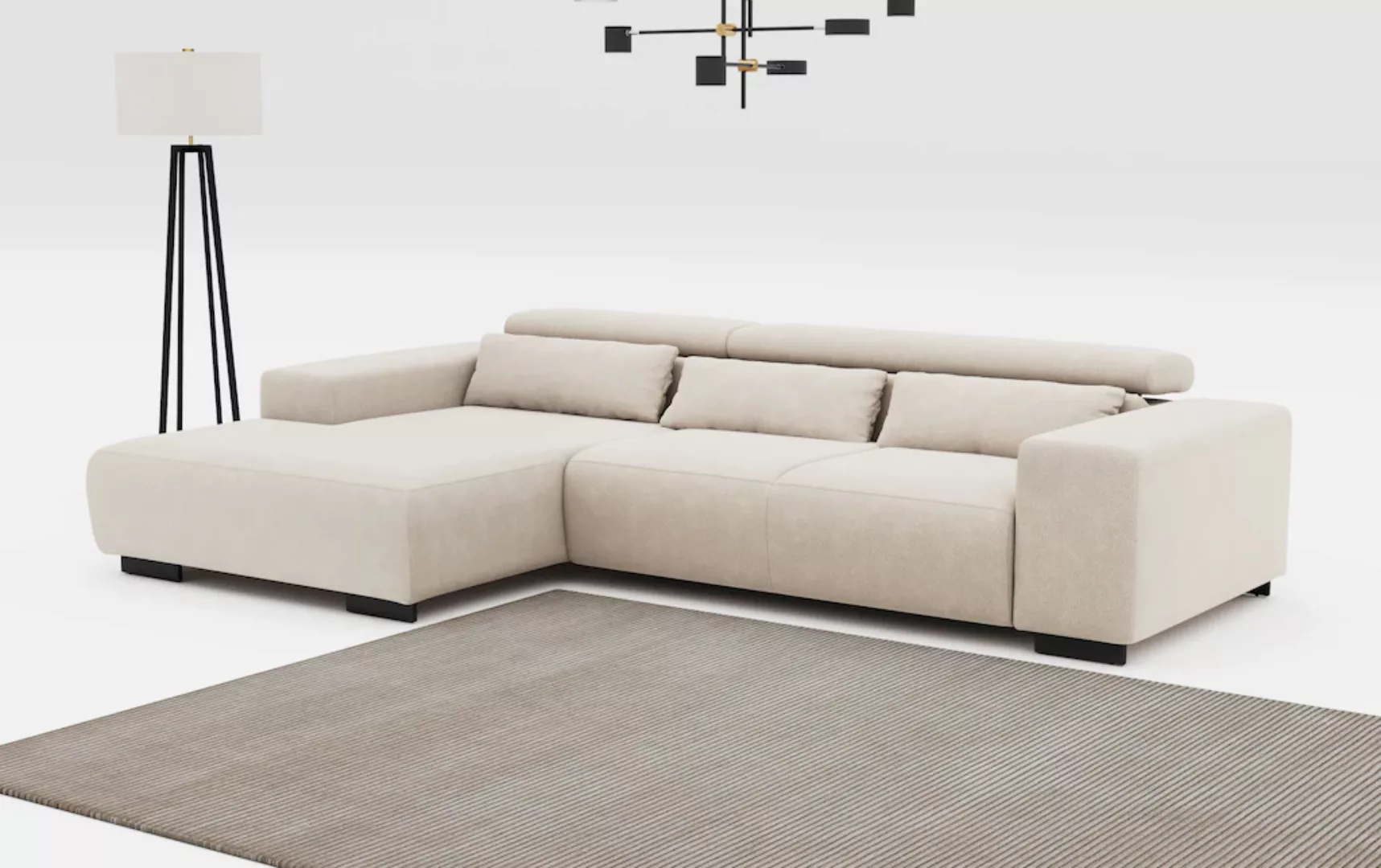 COTTA Ecksofa "Side L-Form, mit Kopfteilverstellung und Zierkissen", option günstig online kaufen