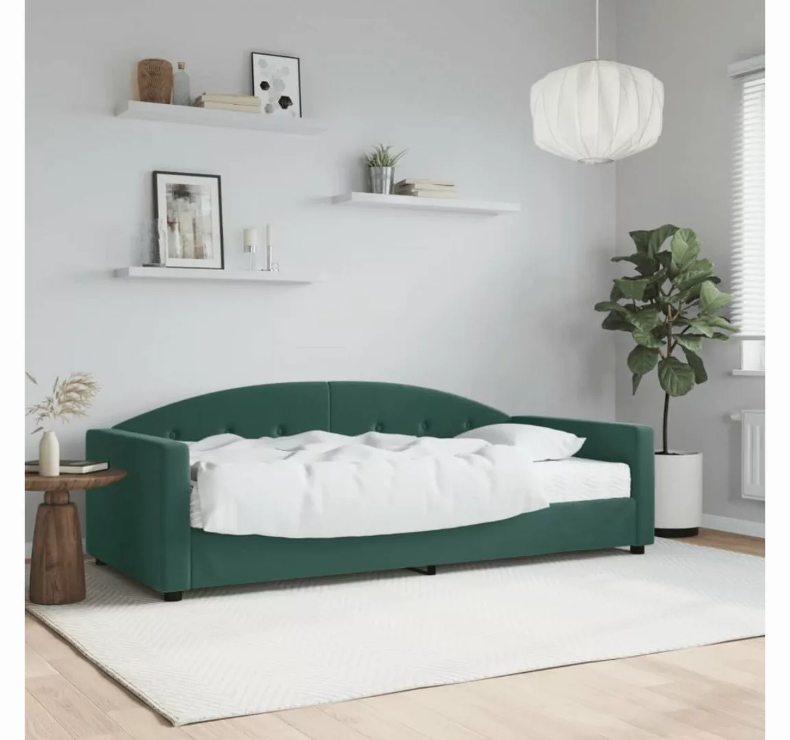 vidaXL Gästebett Gästebett Tagesbett mit Matratze Dunkelgrün 90x200 cm Samt günstig online kaufen