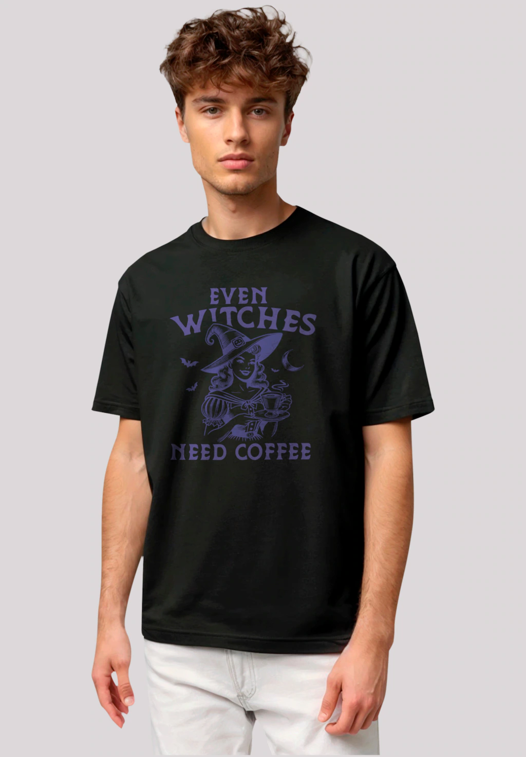 F4NT4STIC T-Shirt "Halloween Witch even witches need coffee", Premium Quali günstig online kaufen