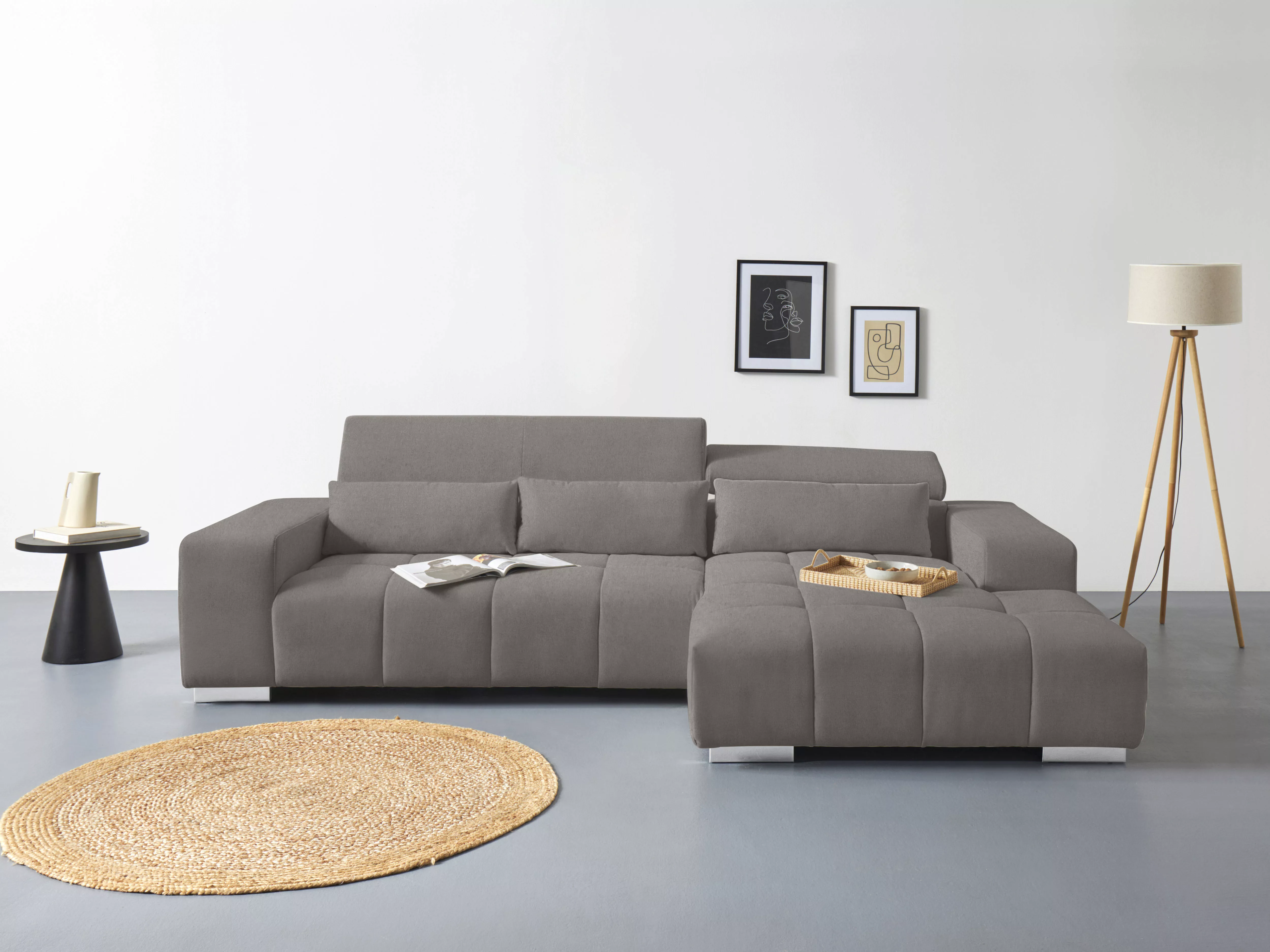 COTTA Ecksofa "Orion L-Form", mit Kopfteilverstellung & 3 Nierenkissen günstig online kaufen