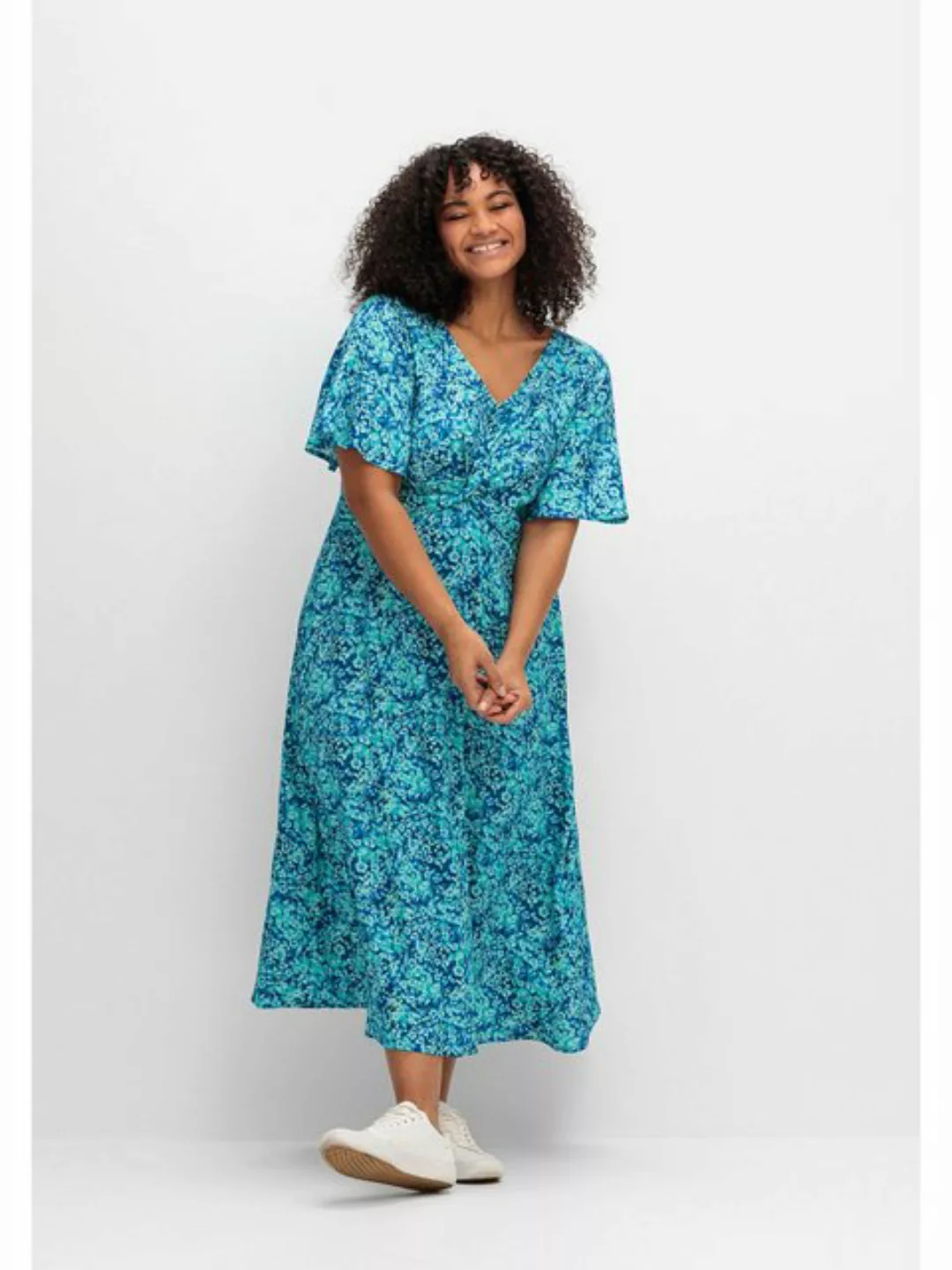Sheego Sommerkleid Große Größen mit Knotendetail in der Taille günstig online kaufen