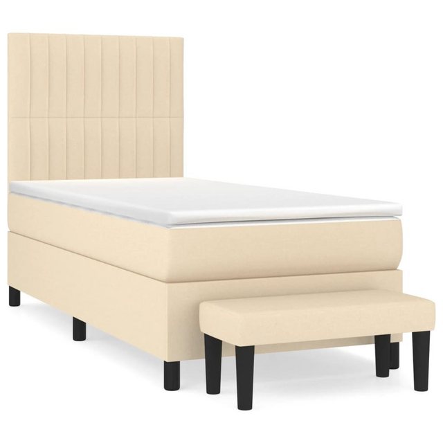 vidaXL Boxspringbett, Boxspringbett mit Matratze Creme 90x190 cm Stoff günstig online kaufen