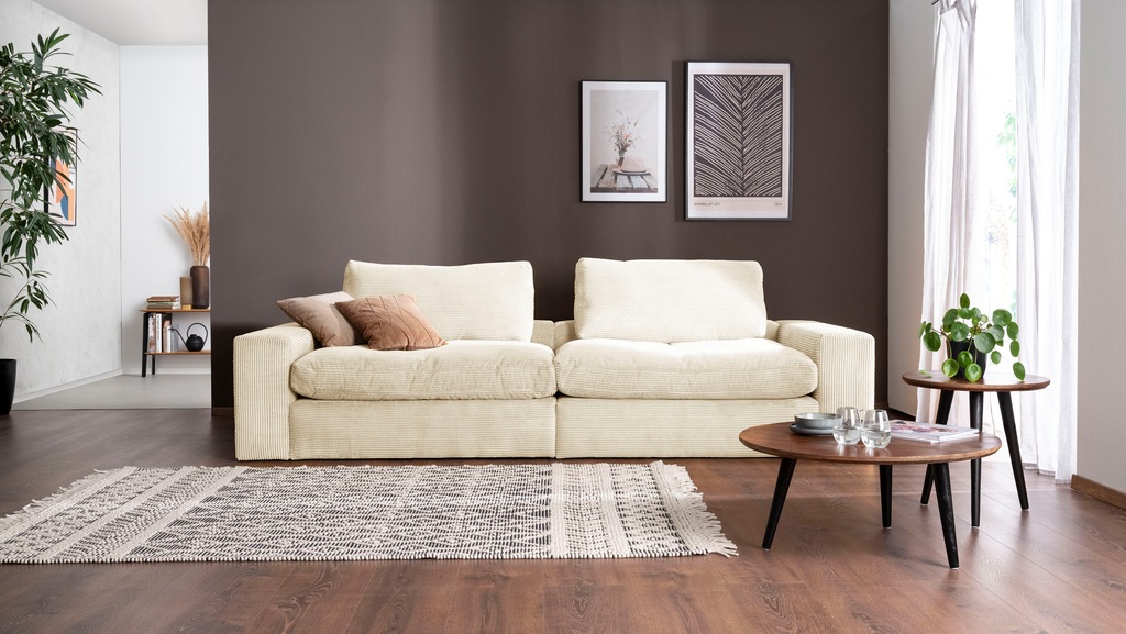 alina Big-Sofa "Sandy", 266 cm breit und 98 cm tief, in modernem Cordstoff günstig online kaufen