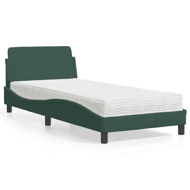 vidaXL Bett Bett mit Matratze Dunkelgrün 90x200 cm Samt günstig online kaufen