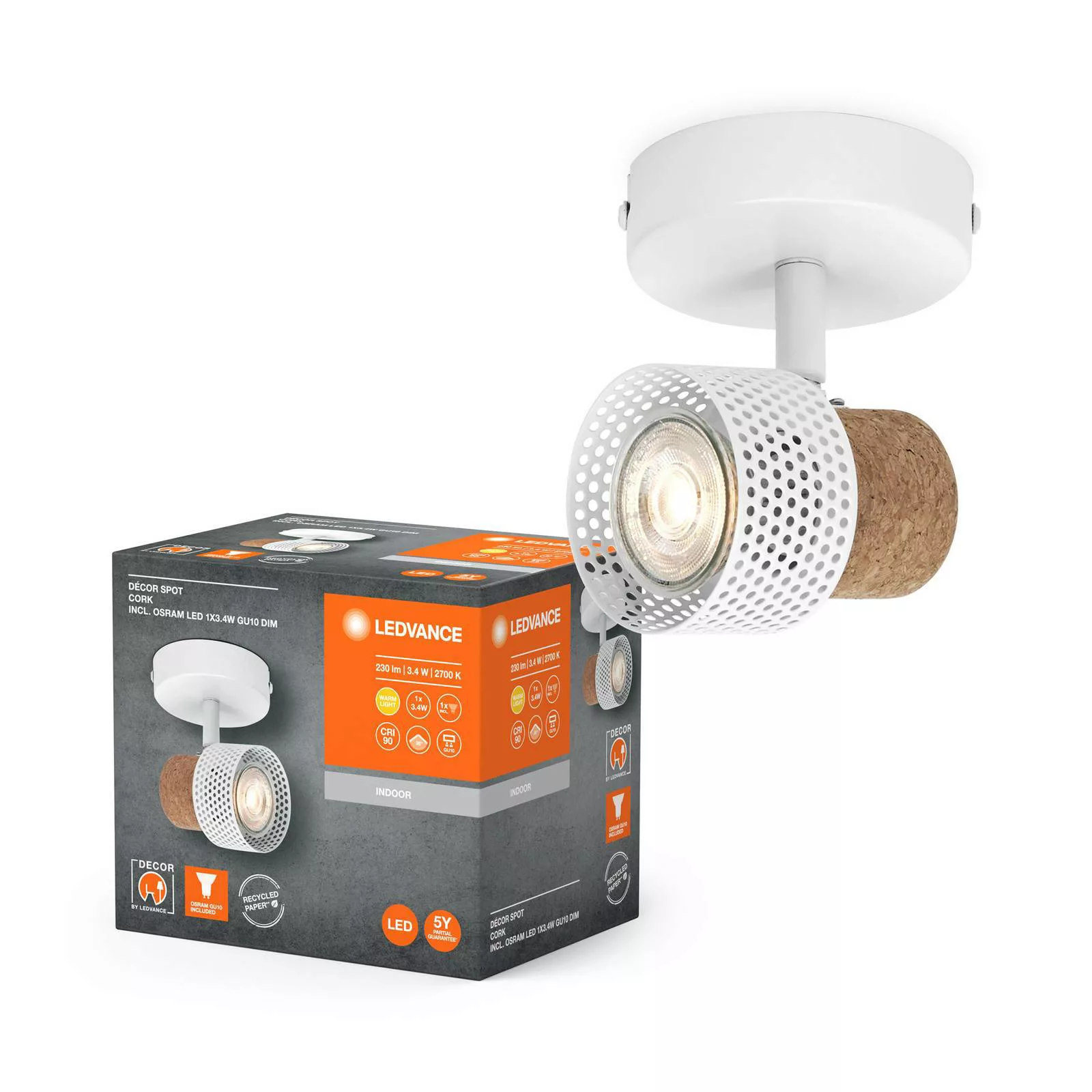 LEDVANCE LED-Wandstrahler Cork, GU10, dimmbar, weiß günstig online kaufen