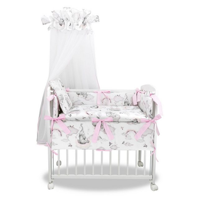 Baby-Delux Beistellbett Babybett Elefant Rosa, 10-tlg., Stillbett 90x40 wei günstig online kaufen