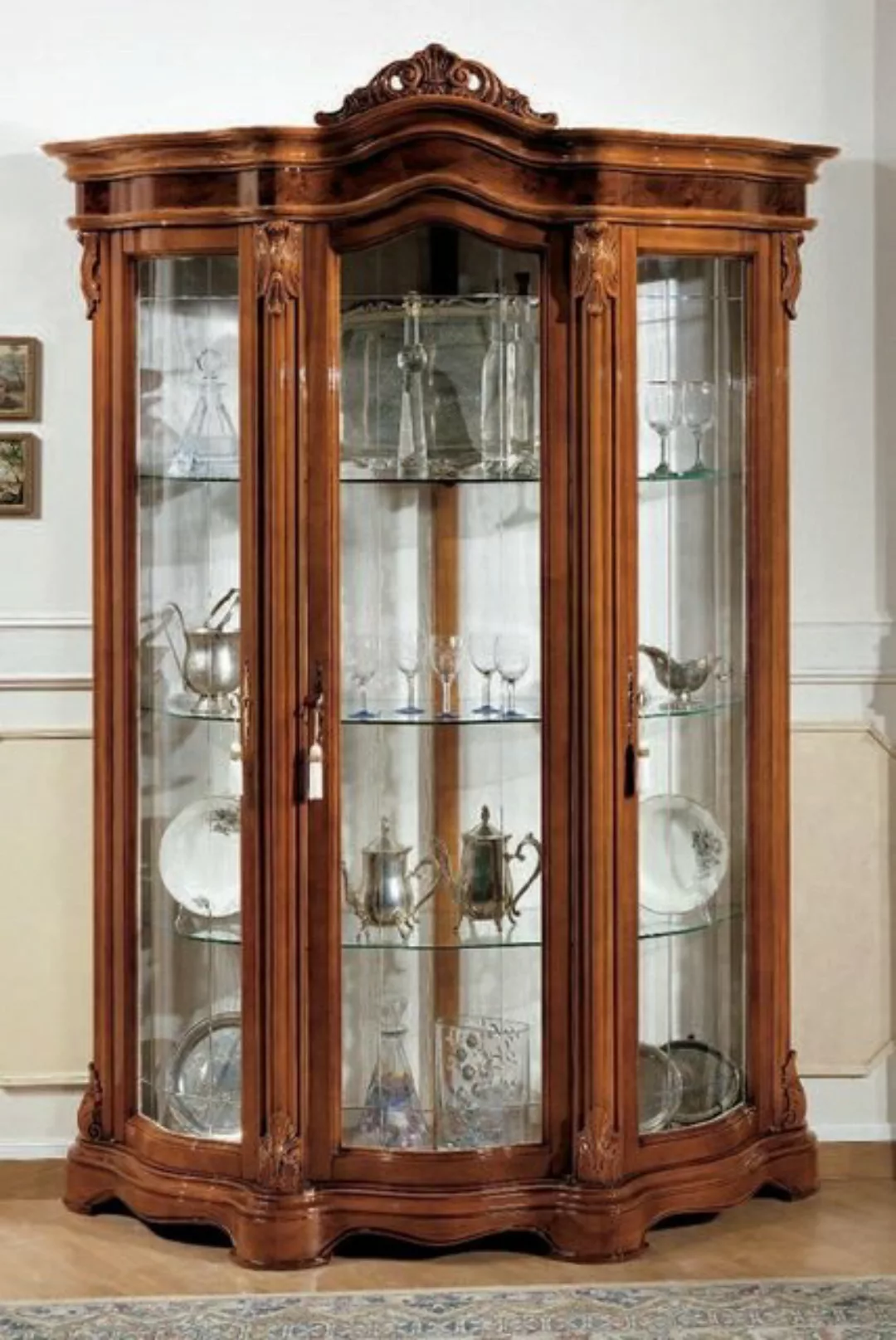 JVmoebel Vitrine Vitrinen Glas Schrank Vitrine Wohnzimmer Holz Anrichte Ita günstig online kaufen