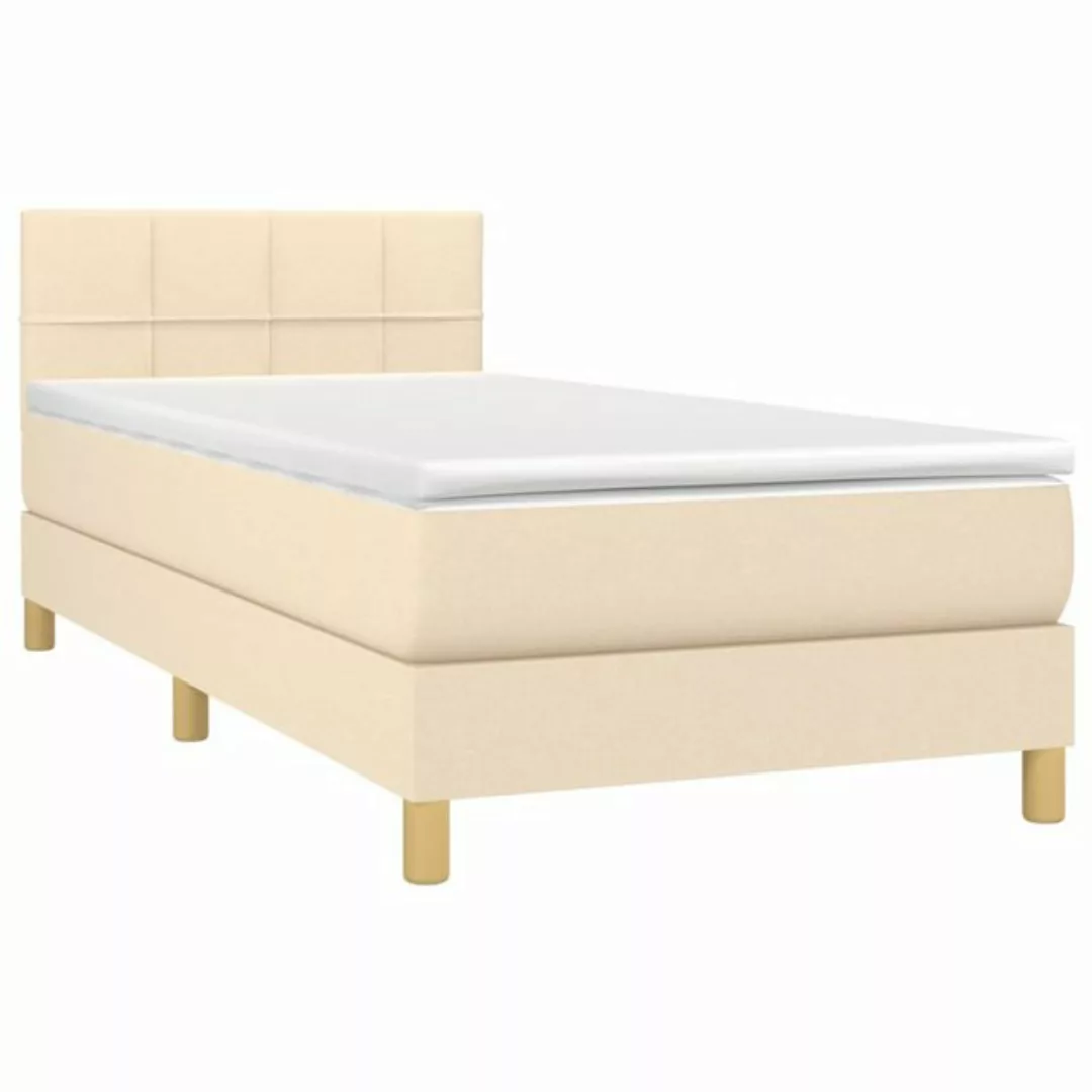 vidaXL Bett Boxspringbett mit Matratze & LED Creme 90x190 cm Stoff günstig online kaufen