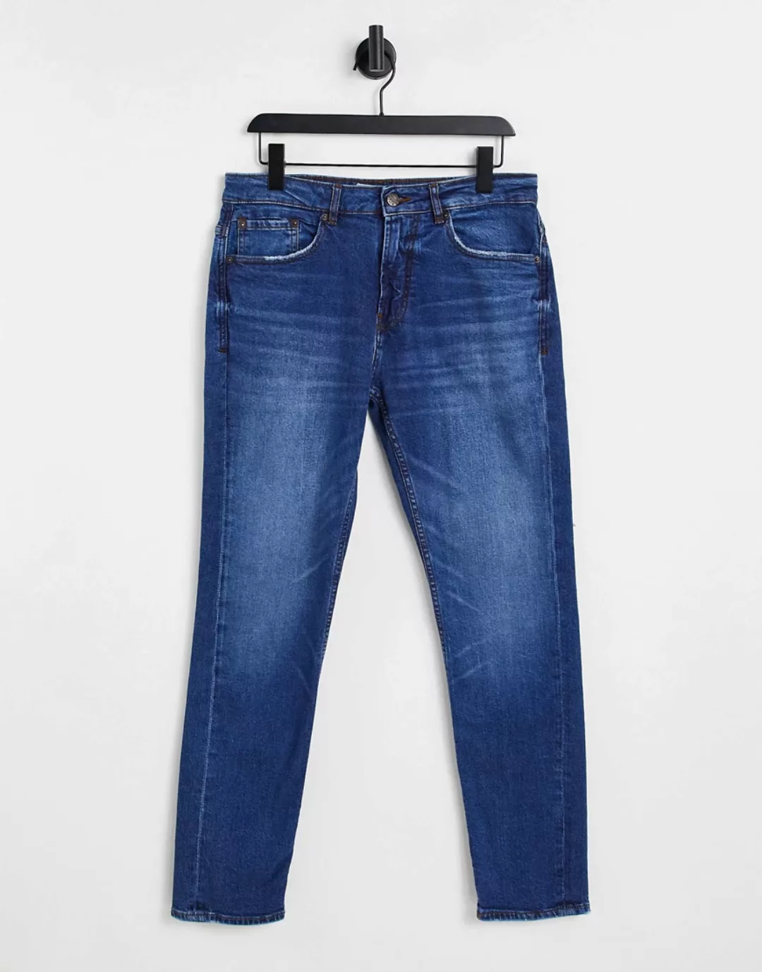 Pull&Bear – Enge Jeans in dunkler Waschung-Blau günstig online kaufen