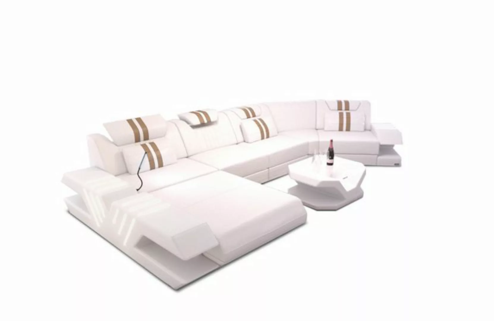 Sofa Dreams Wohnlandschaft Ledercouch Sofa Leder Venedig C Form Ledersofa, günstig online kaufen