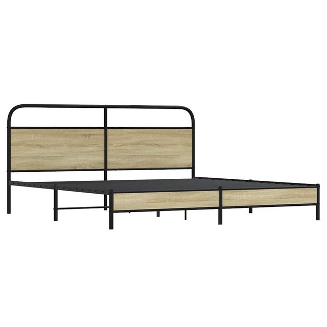 vidaXL Bett Metallbett ohne Matratze Sonoma-Eiche 200x200 cm günstig online kaufen