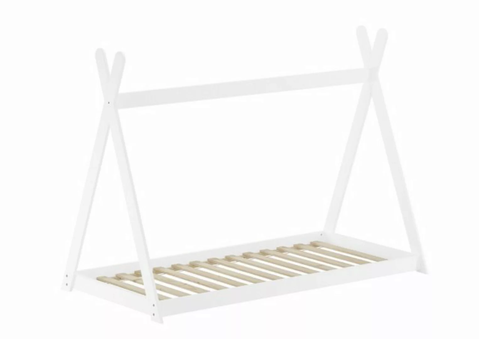 ERST-HOLZ Bett Holzbett Tipi-Kinderbett Einzelbett 90 x 200 Kiefer Waschwei günstig online kaufen