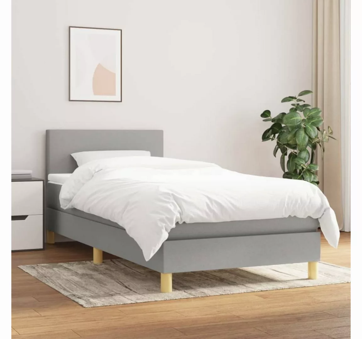 furnicato Bett Boxspringbett mit Matratze Hellgrau 80x200 cm Stoff günstig online kaufen