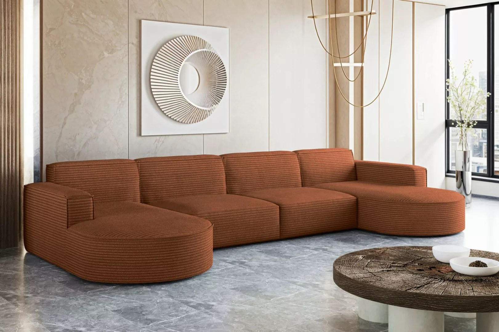 Kaiser Möbel Ecksofa Designer MODENA U XL stoff Dicker cord Poso, Viele Far günstig online kaufen