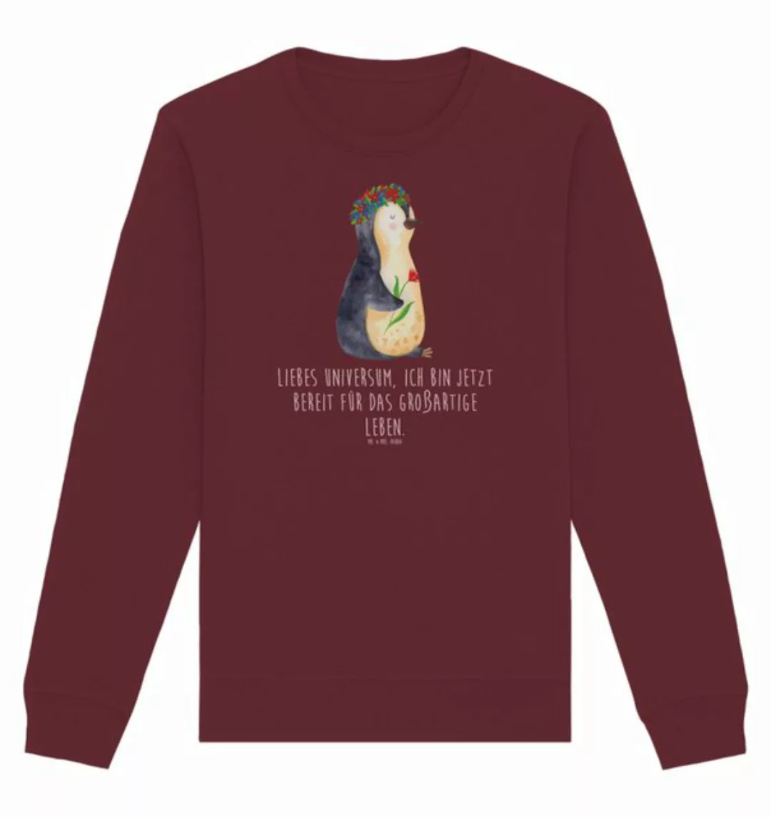 Mr. & Mrs. Panda Longpullover Größe M Pinguin Blumen - Burgundy - Geschenk, günstig online kaufen