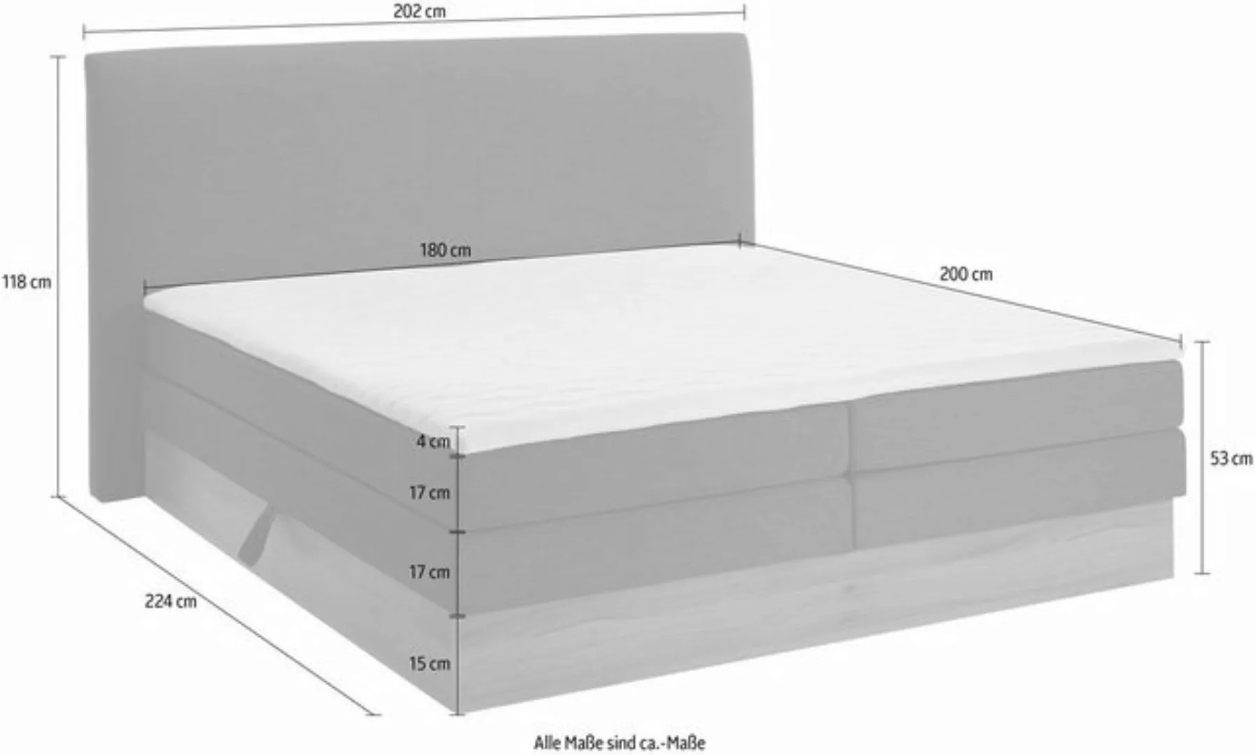 Home affaire Boxspringbett "Blomen", mit Walnuss-Dekor, mit Bettkasten, ver günstig online kaufen