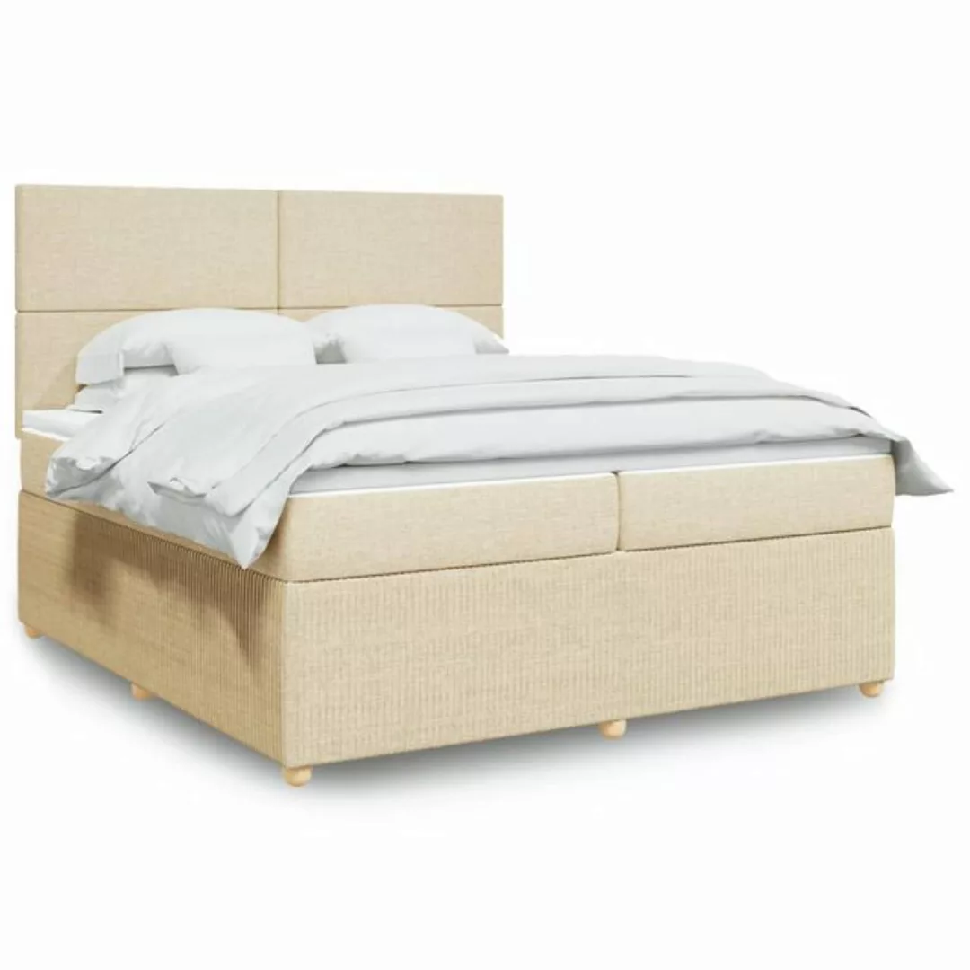 vidaXL Boxspringbett, Boxspringbett mit Matratze Creme 200x200 cm Stoff günstig online kaufen