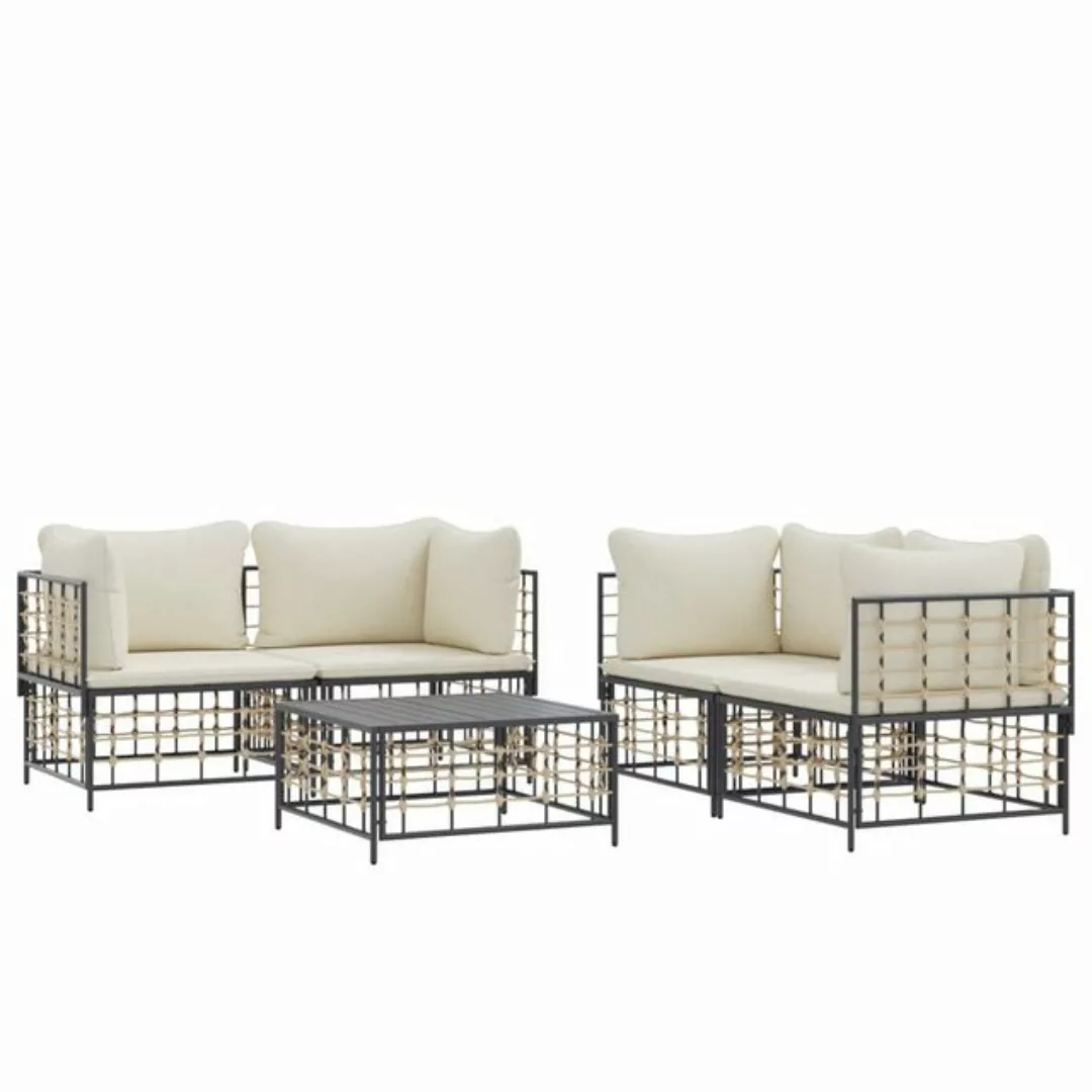 Vidaxl 5-tlg. Garten-lounge-set Mit Kissen Anthrazit Poly Rattan günstig online kaufen