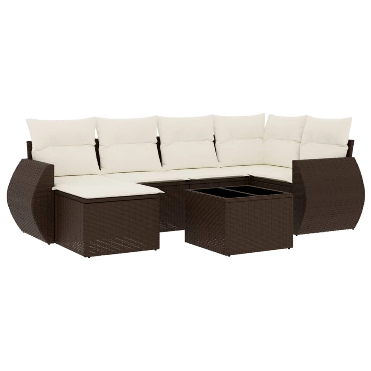 vidaXL 7-Tlg Garten-Sofagarnitur mit Kissen Braun Poly Rattan 3254010 günstig online kaufen