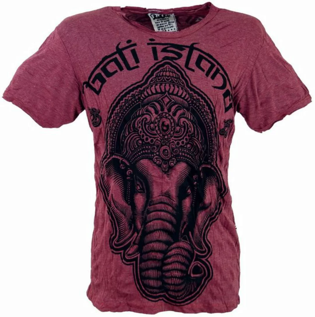 Guru-Shop T-Shirt Sure Herren T-Shirt Ganesh - bordeaux Goa Style, Festival günstig online kaufen