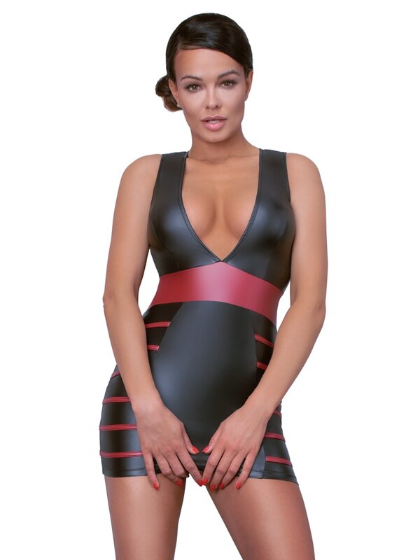 Figurbetontes Kleid Schwarz/Rot günstig online kaufen