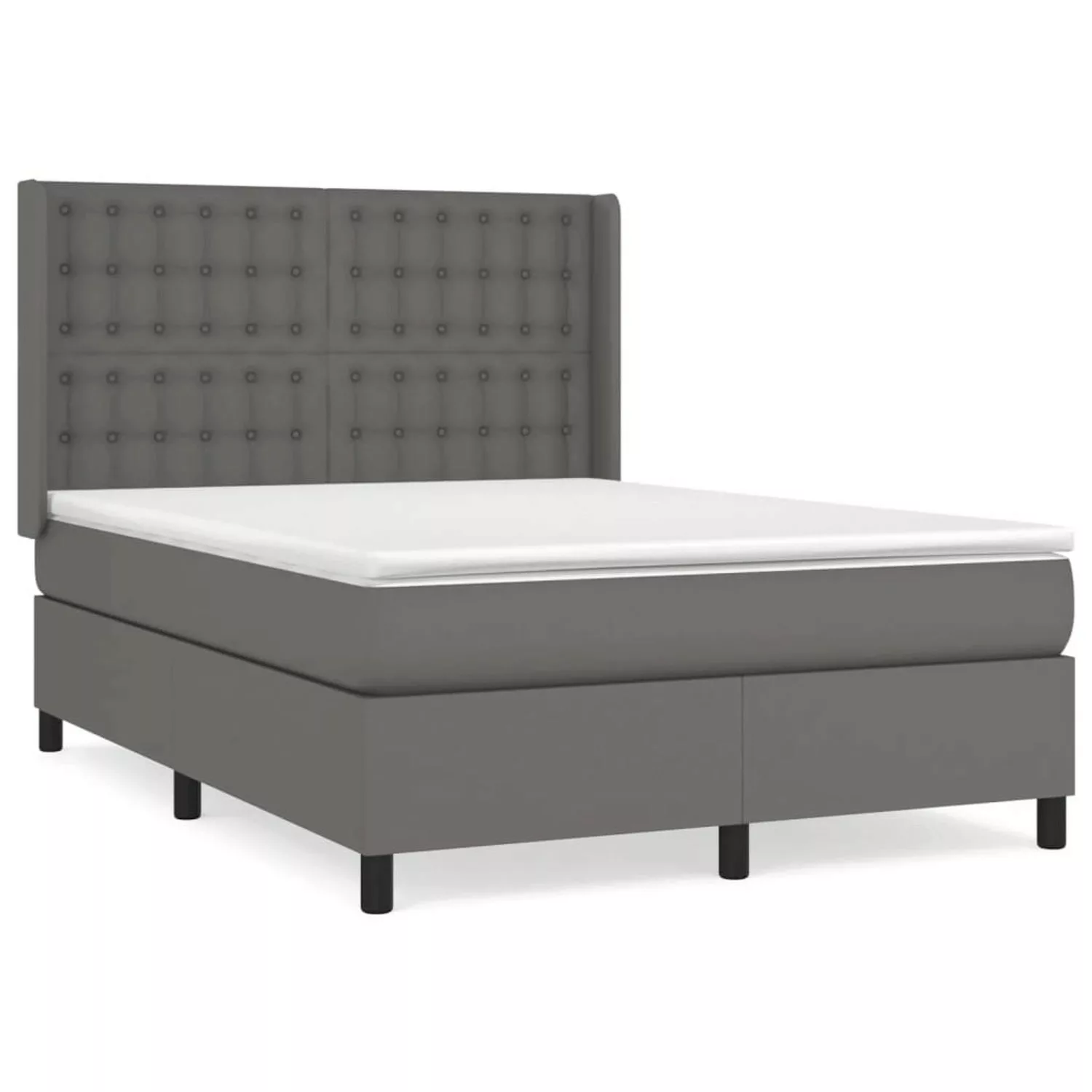 vidaXL Boxspringbett mit Matratze Grau 140x200 cm Kunstleder1469691 günstig online kaufen