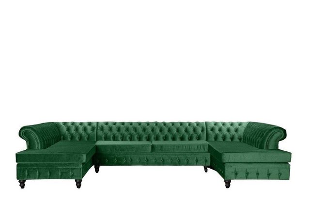 Xlmoebel Ecksofa Grau Chesterfield Dreisitzer Premium Wohnzimmereinrichtung günstig online kaufen